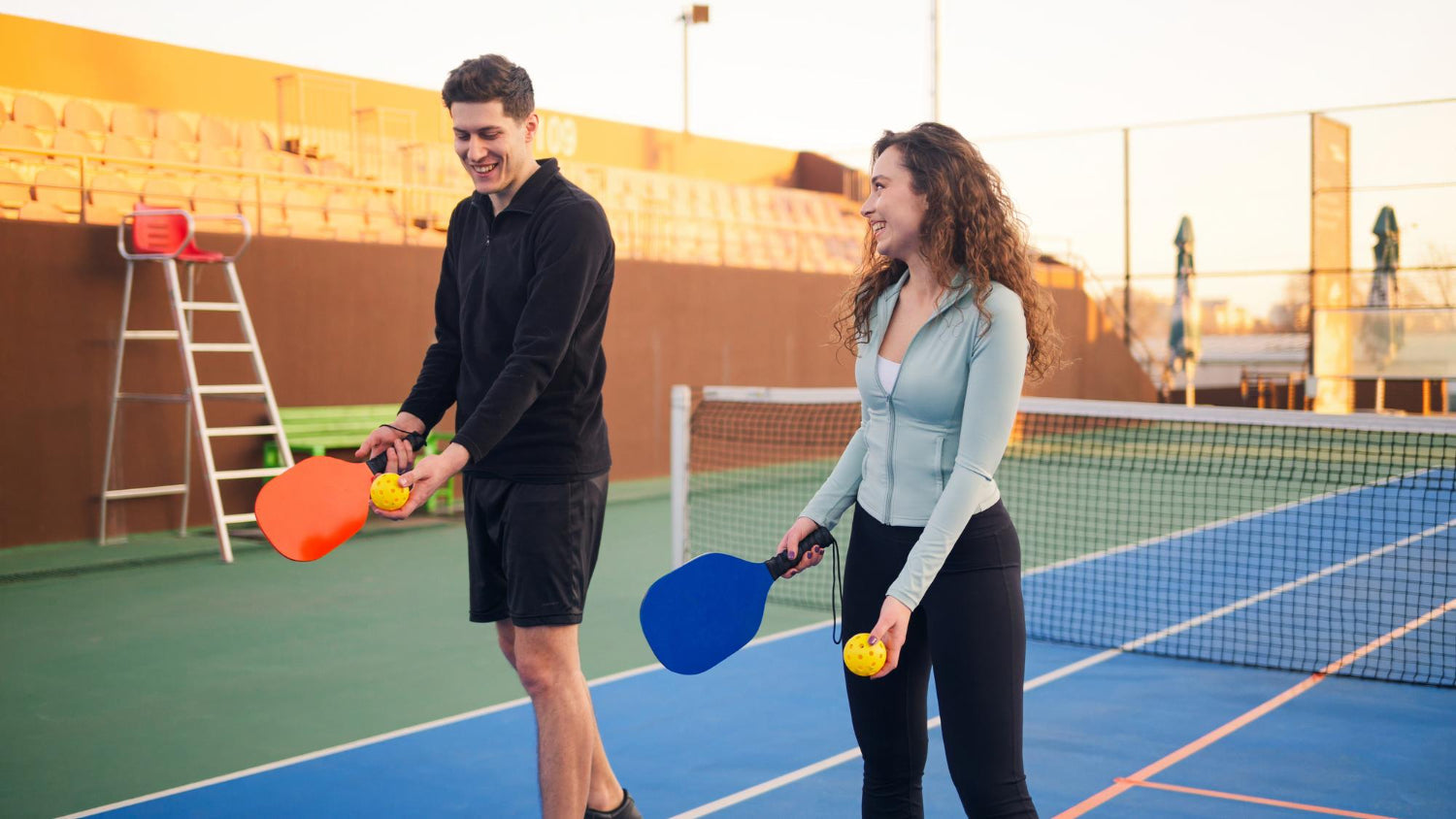 friends playing pickleball