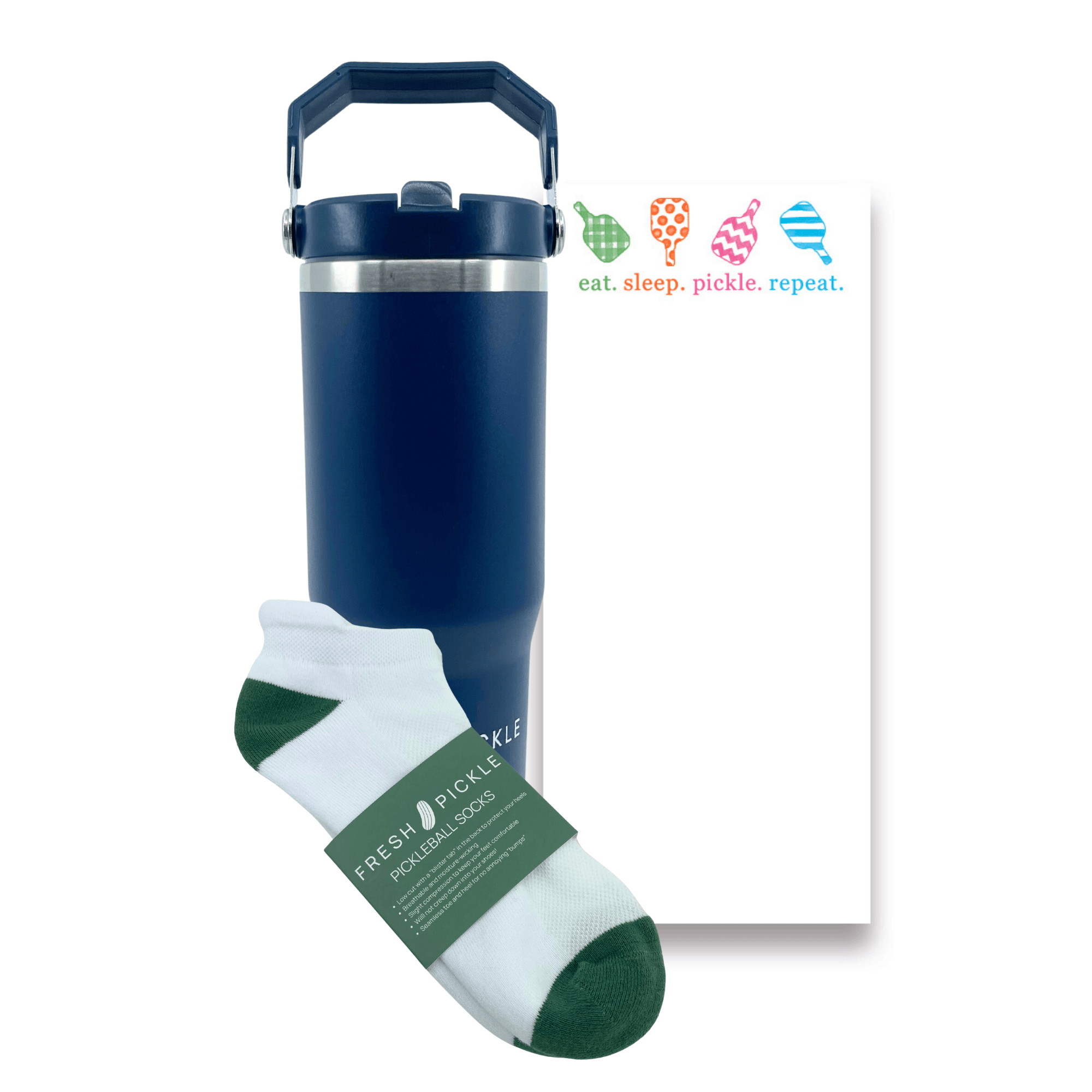 Gift Bundle - note pad/socks/tumbler - Fresh Pickle