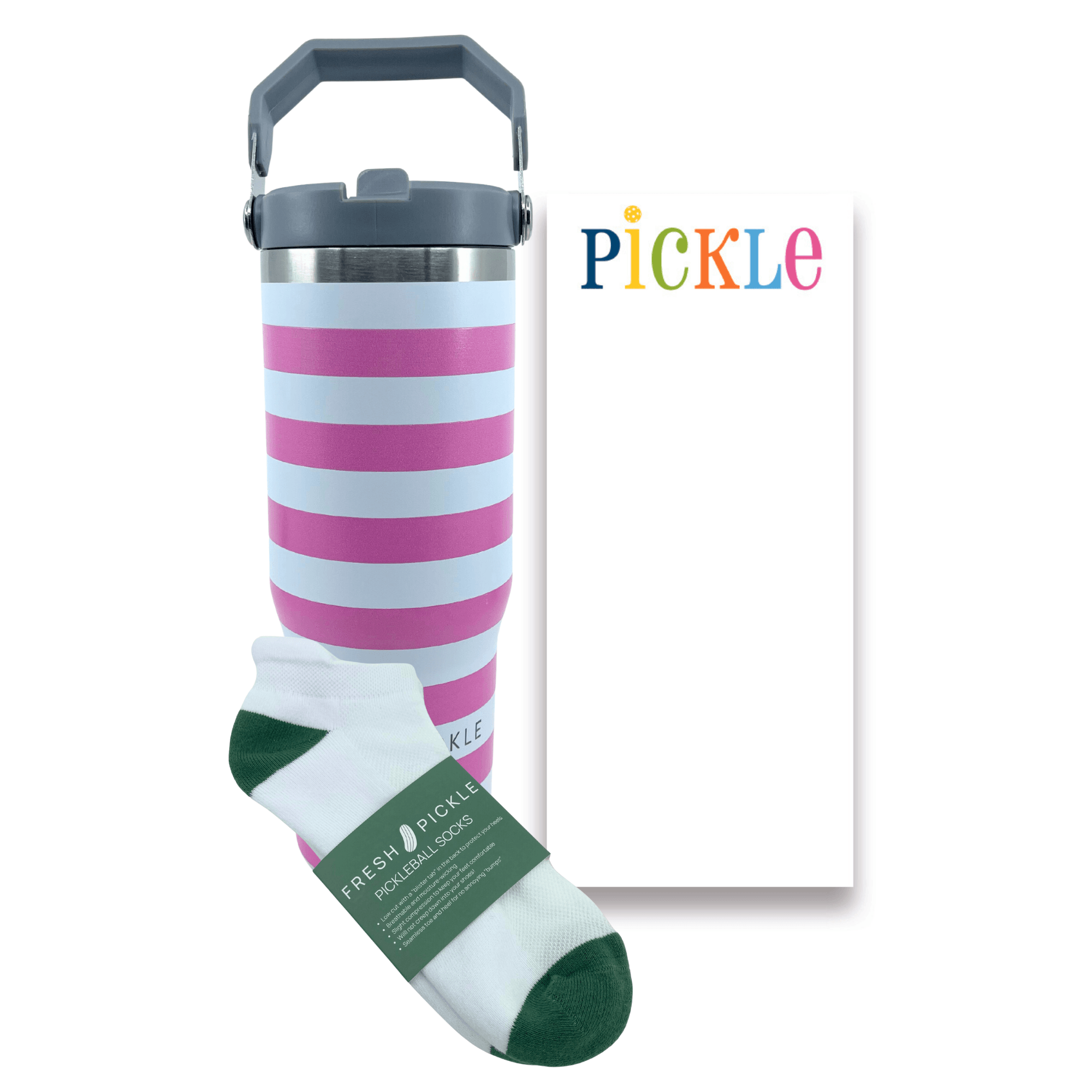 Gift Bundle - note pad/socks/tumbler - Fresh Pickle